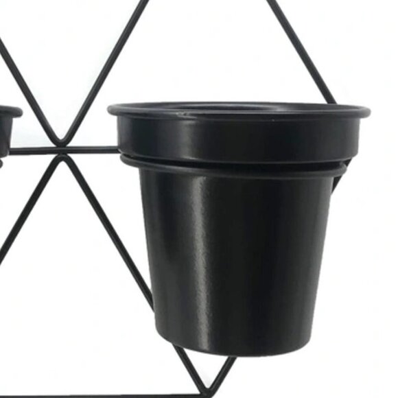 Nobia Black Iron Metal Wall Hanging Dual Planter - Picture 2 of 3